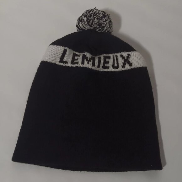 Mario Lemieux Hat Knit Beanie Pittsburgh Penguins Pom Pom Boggin NHL Hockey USA - Picture 3 of 11